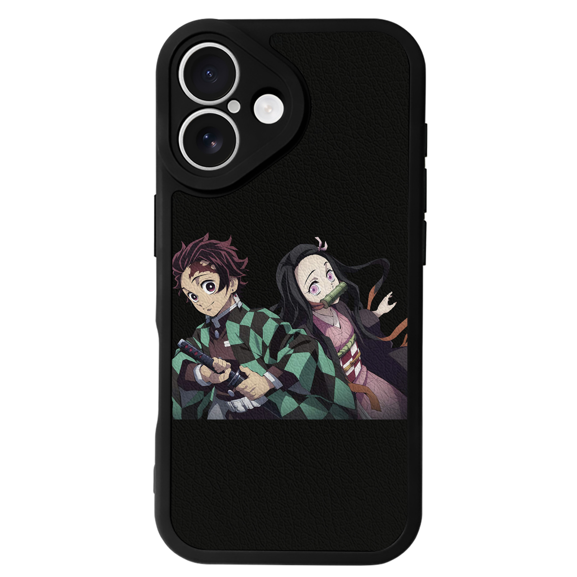 （画像用） 鬼滅の刃（きめつのやいば）竈門 禰󠄀豆子／かまど ねずこ Kamado Nezuko 【iPhone 16シリーズ対応】シリコンスマホケース（レザー調） 材質：シリコン